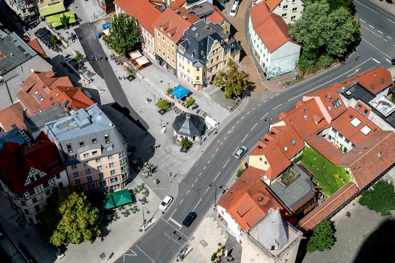 Die Stadt Jena von oben als Symbolbild für die Indexmiete