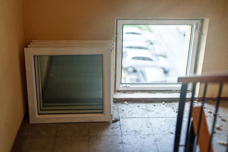 Mehrere neue Fenster vor dem Austauschen